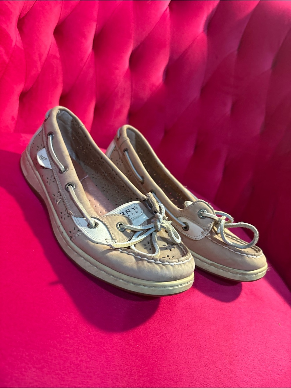 Sperry Women's Light Pink/Tan Moccasin Boat Shoes